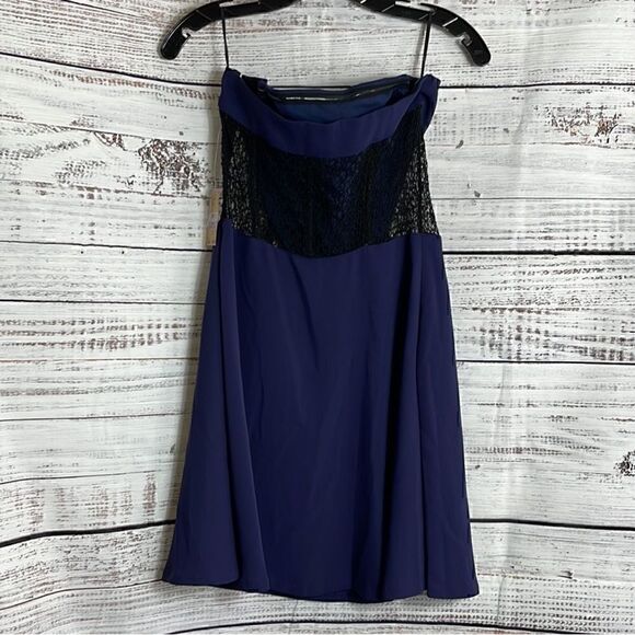 Rachel Rachel Roy guest list mesh strapless bandeau dress African violet - Picture 3 of 12